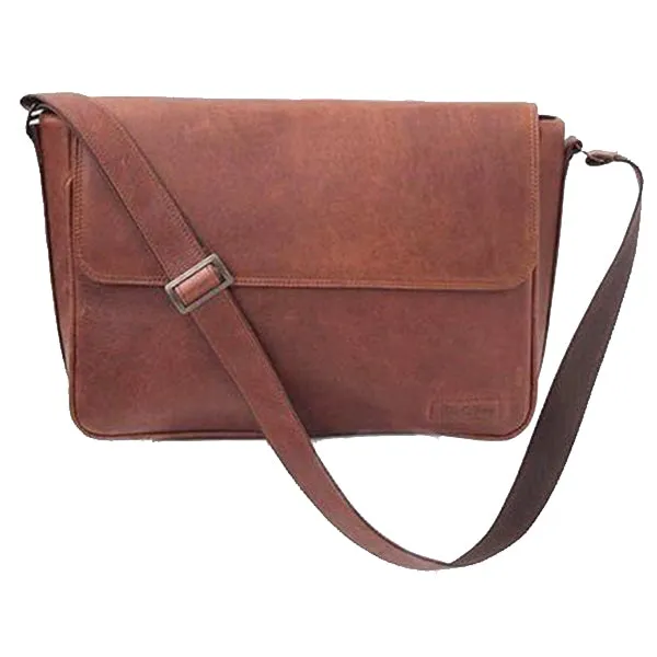 Leather 17 Inch Messenger Notebook Bag