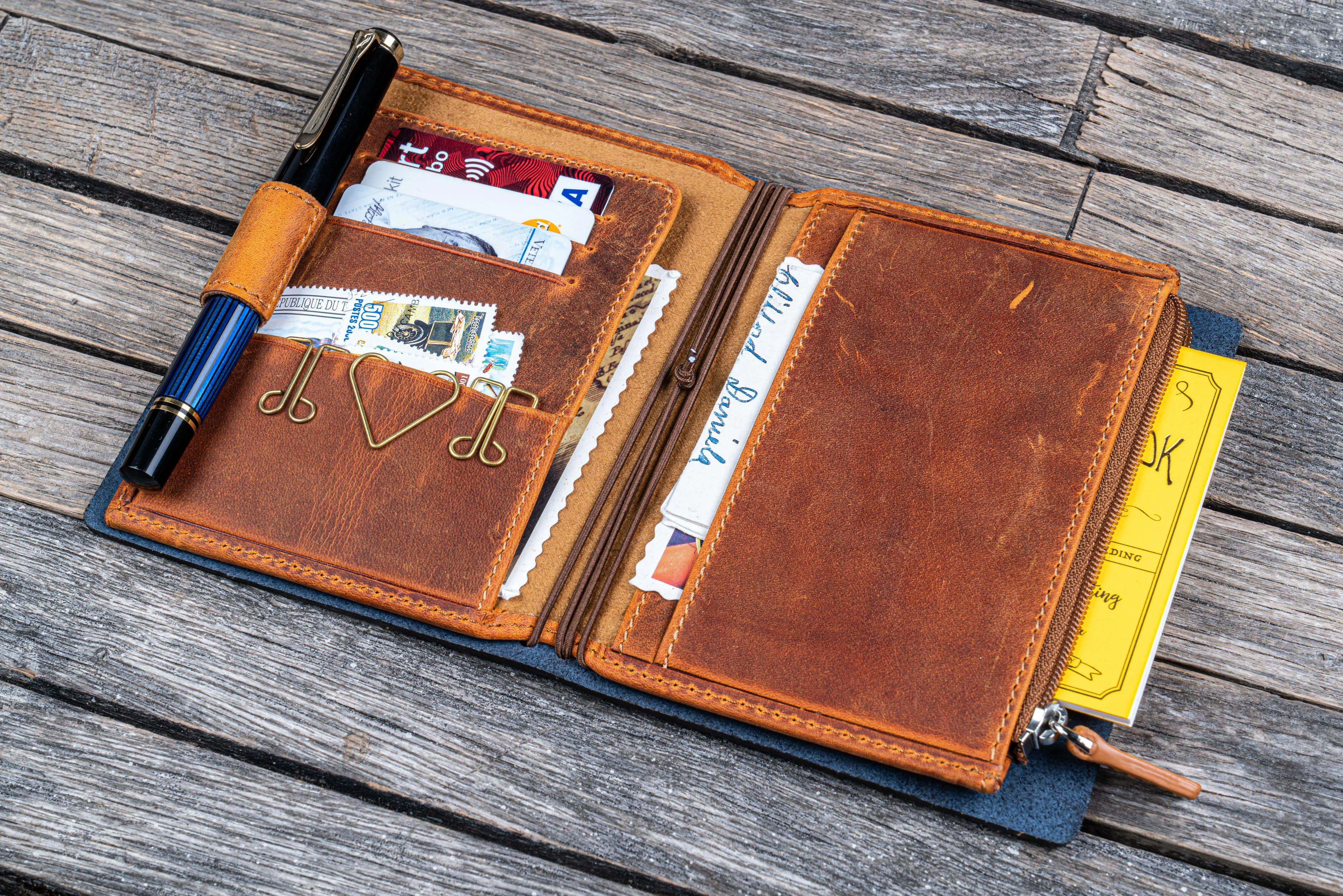 Leather Wallet Insert for Traveler's Notebook - Passport Size - Crazy Horse Brown