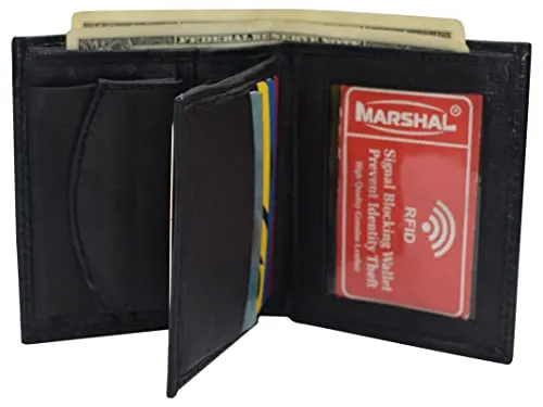 Leather Wallets for Men Bifold Multi Card ID Wallet with Coin Pouch