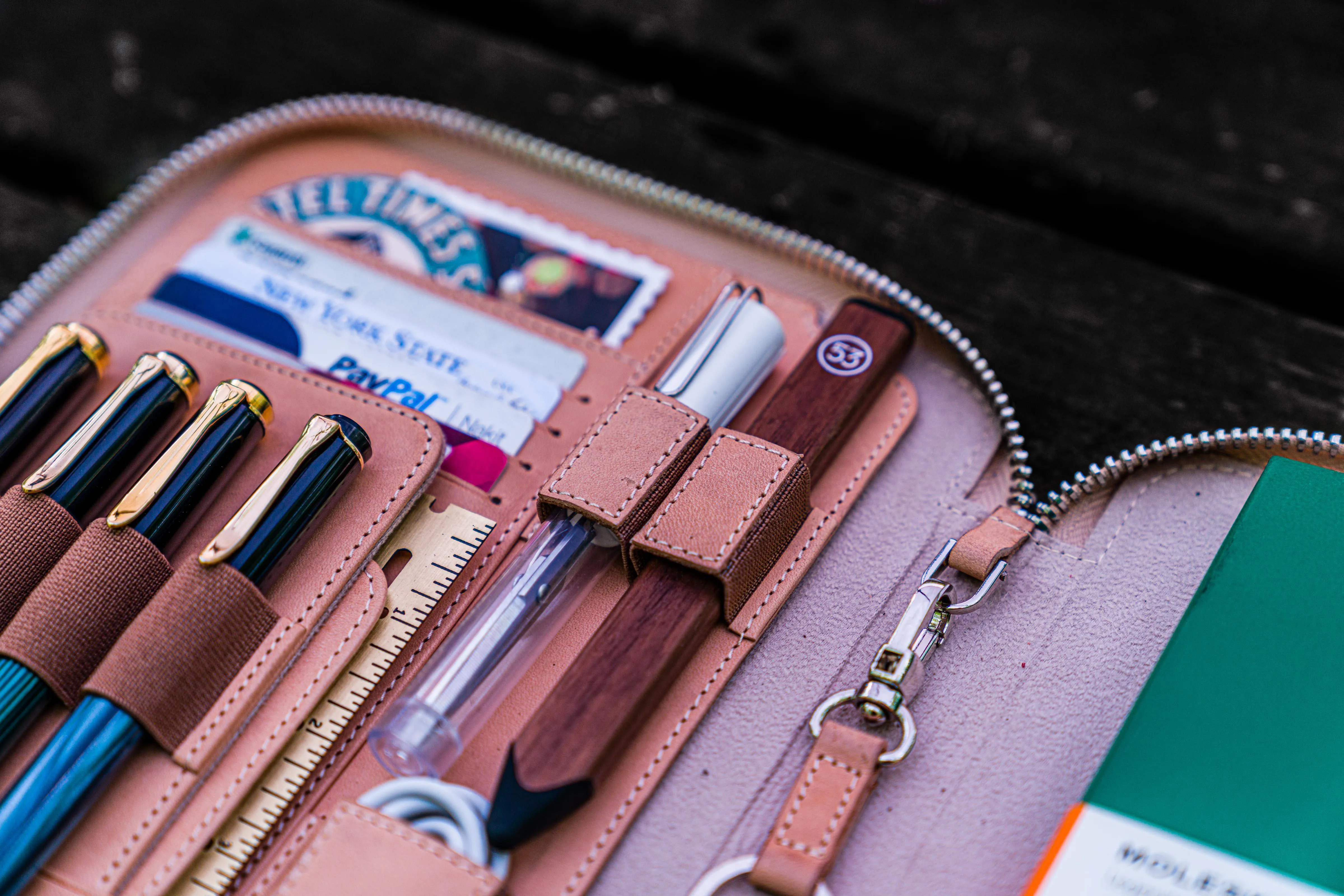 Leather Zippered iPad Mini & Large Moleskine Folio - Undyed Leather