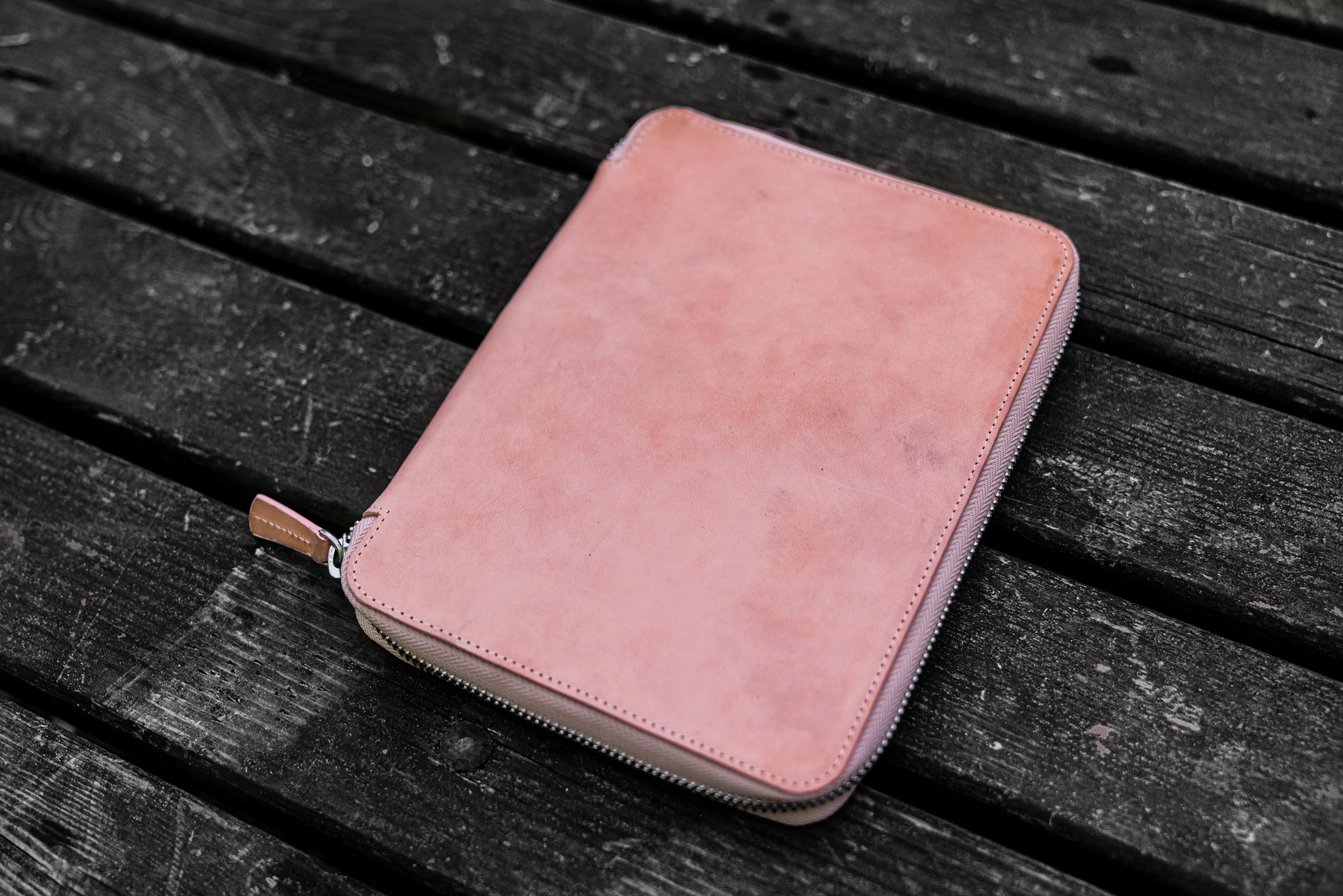 Leather Zippered iPad Mini & Large Moleskine Folio - Undyed Leather