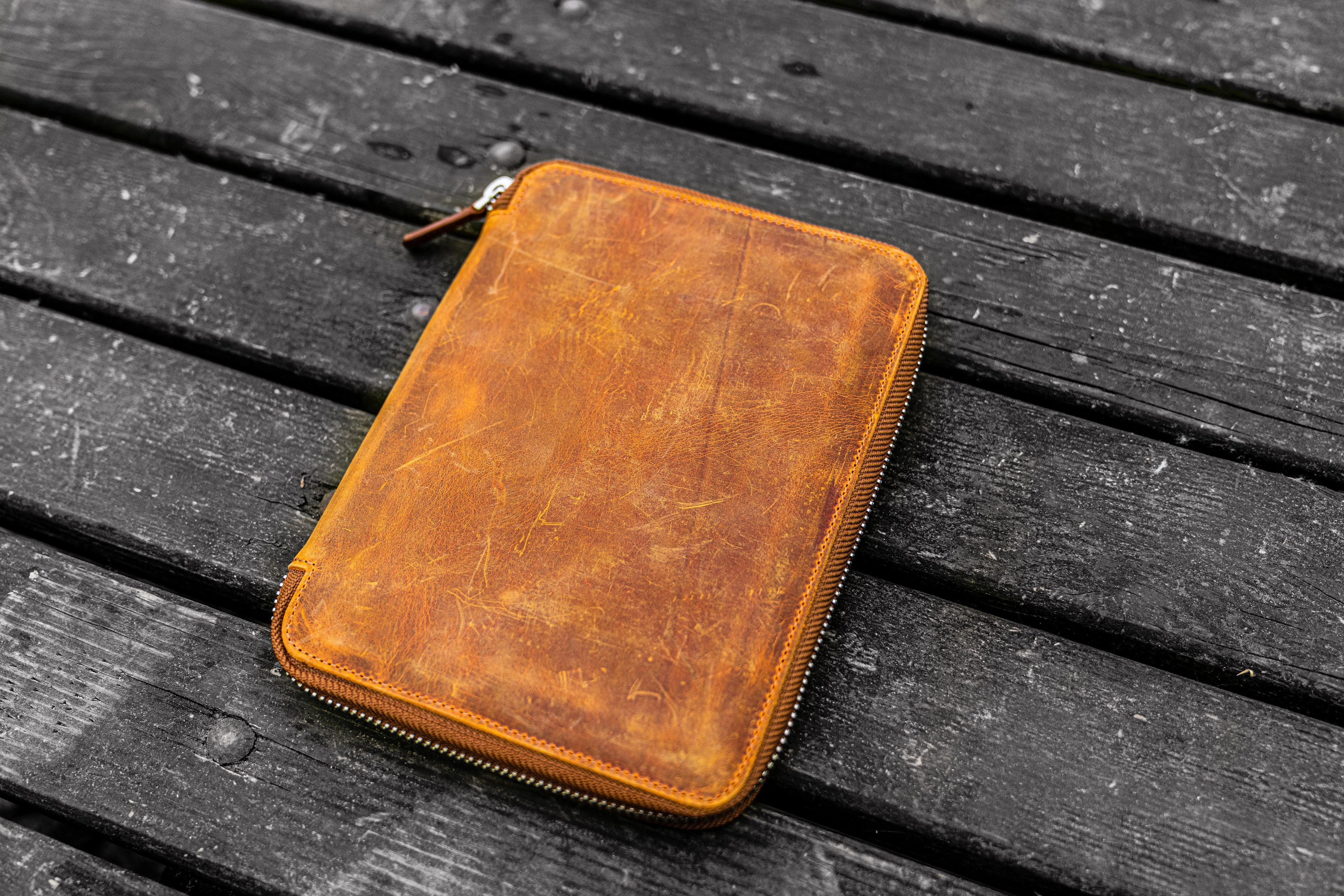 Leather Zippered Rhodia A5 Notebook & iPad Mini Folio - Crazy Horse Brown