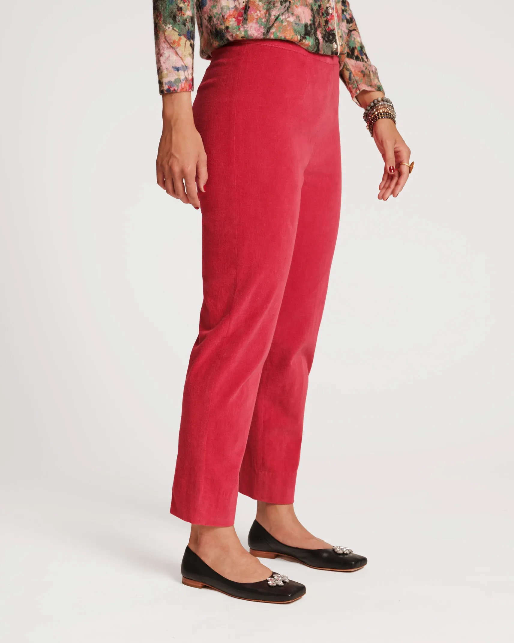 Lucy Pant Stretch Velvet Cranberry