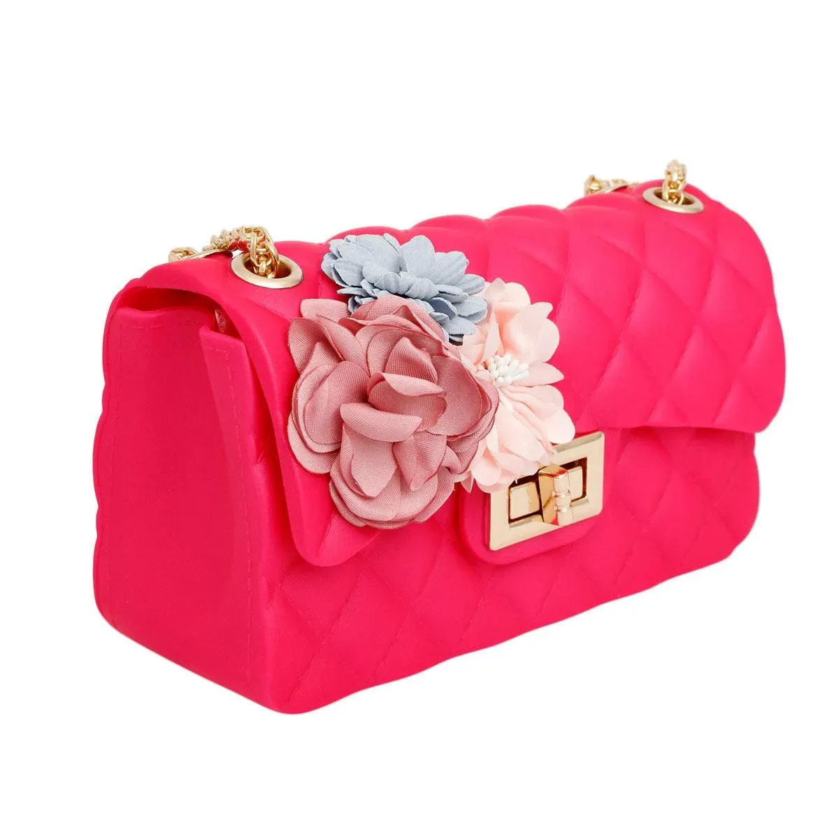 Make a Statement with a Stunning Fuchsia Quilted Jelly Crossbody Mini Bag