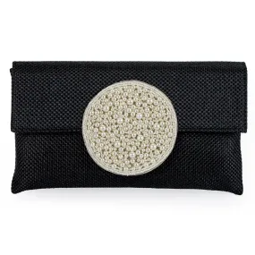 Medallion Black with Pearl Handbag