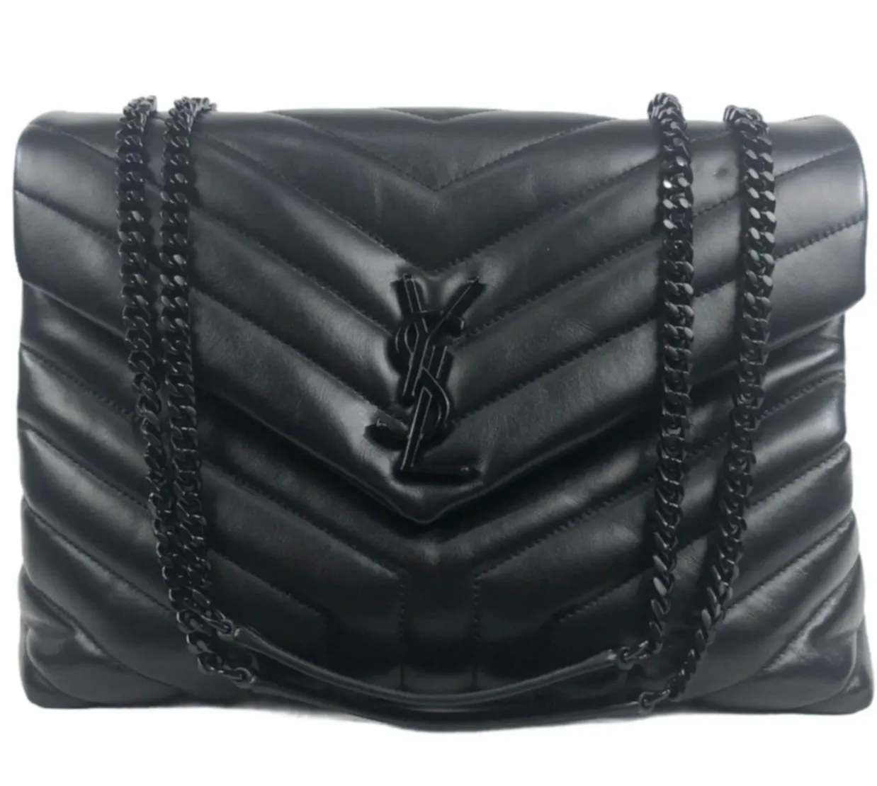 Medium Loulou Matelassé Leather Convertible Shoulder Bag with Black Hardware