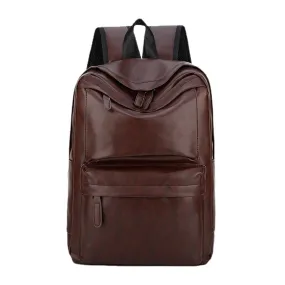 Men PU Leather Multi-pocket Vintage 14 Inch Laptop Bag Large Capacity Travel Camping Backpack