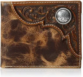 Men's Ariat Distressed Corner Over Circle Bi-Fold Wallet A3532408