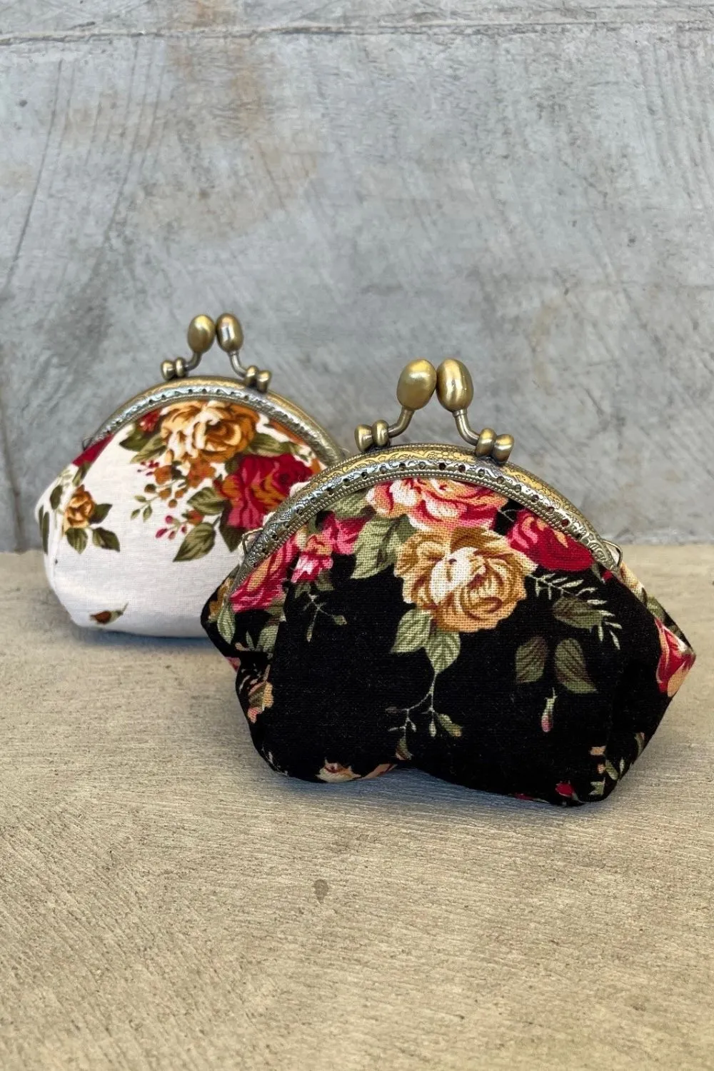 Mini Floral Coin Purse - Black