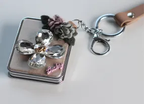 Mirror Keyring / Bag Charm - Brown Leather