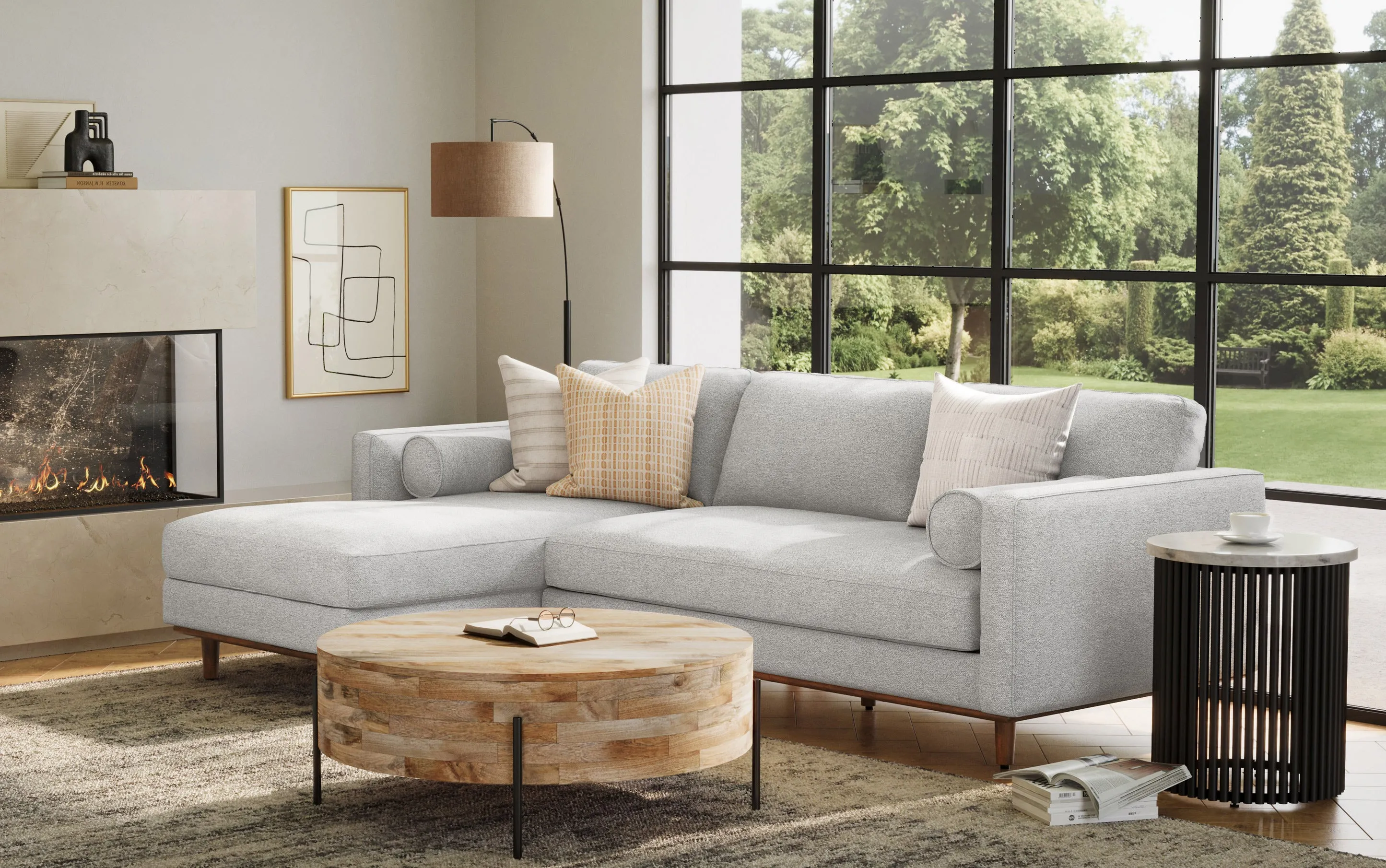 Morrison Left Sectional in Woven-Blend Fabric