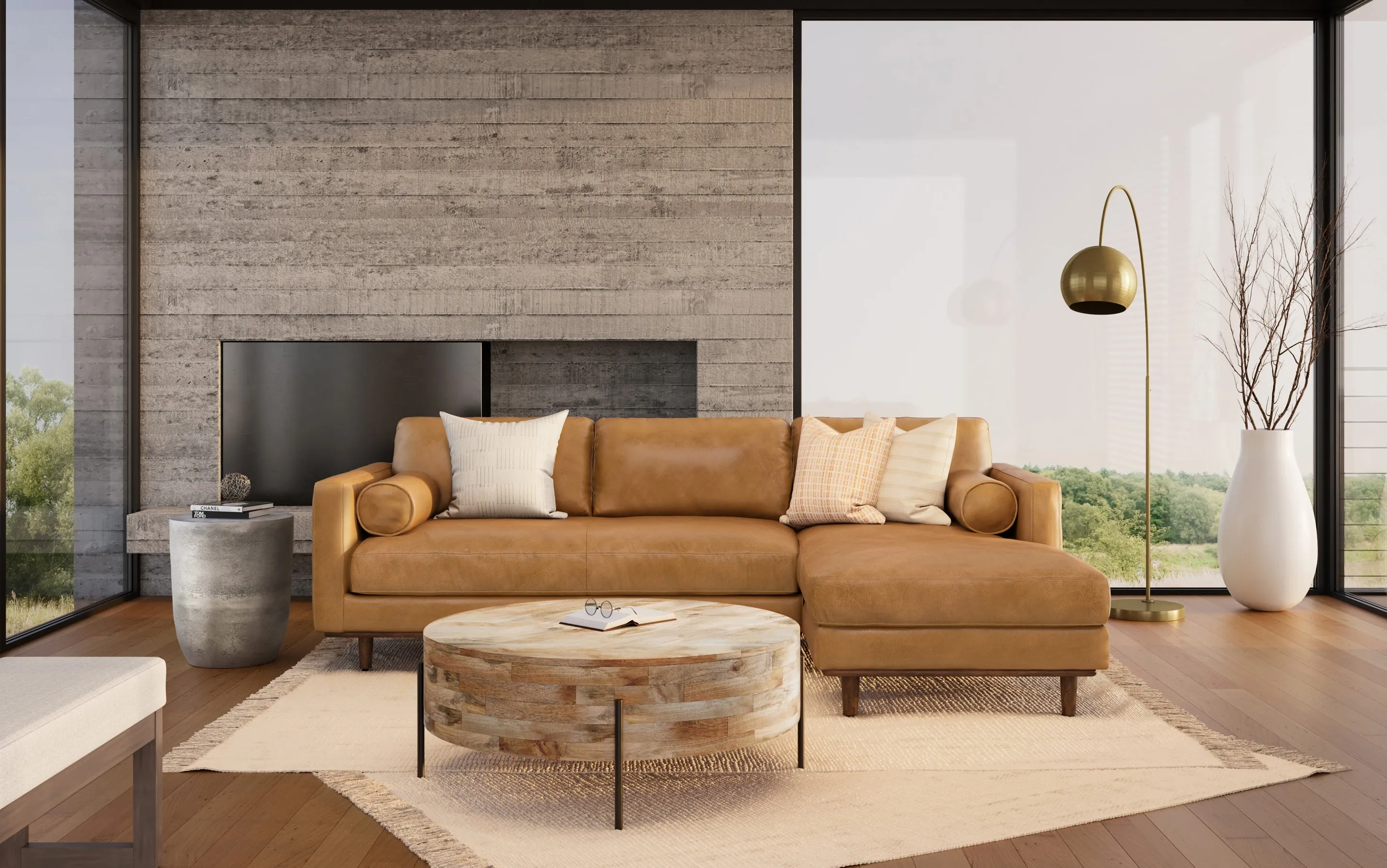 Morrison Sectional in Genuine Leather