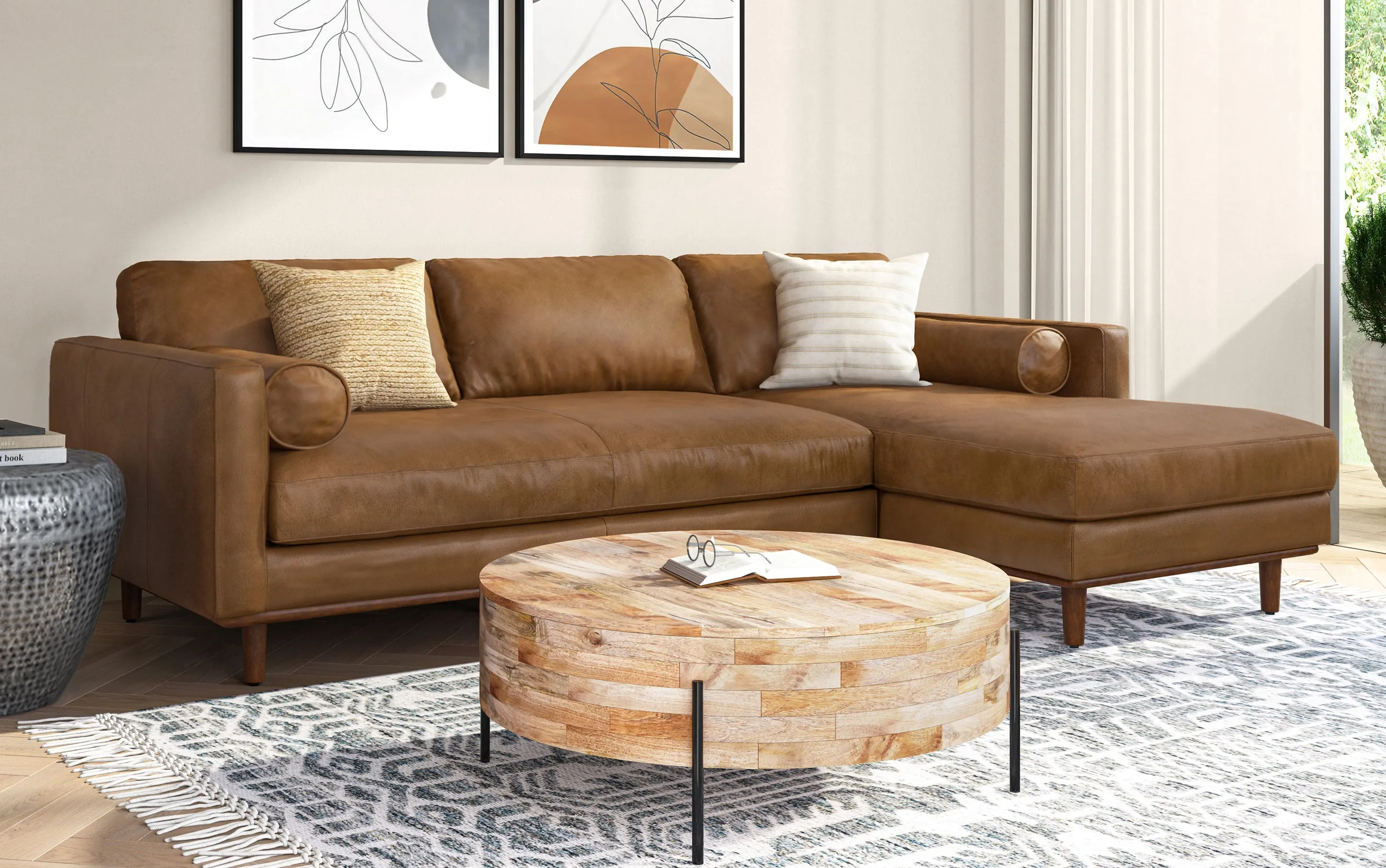 Morrison Sectional in Genuine Leather