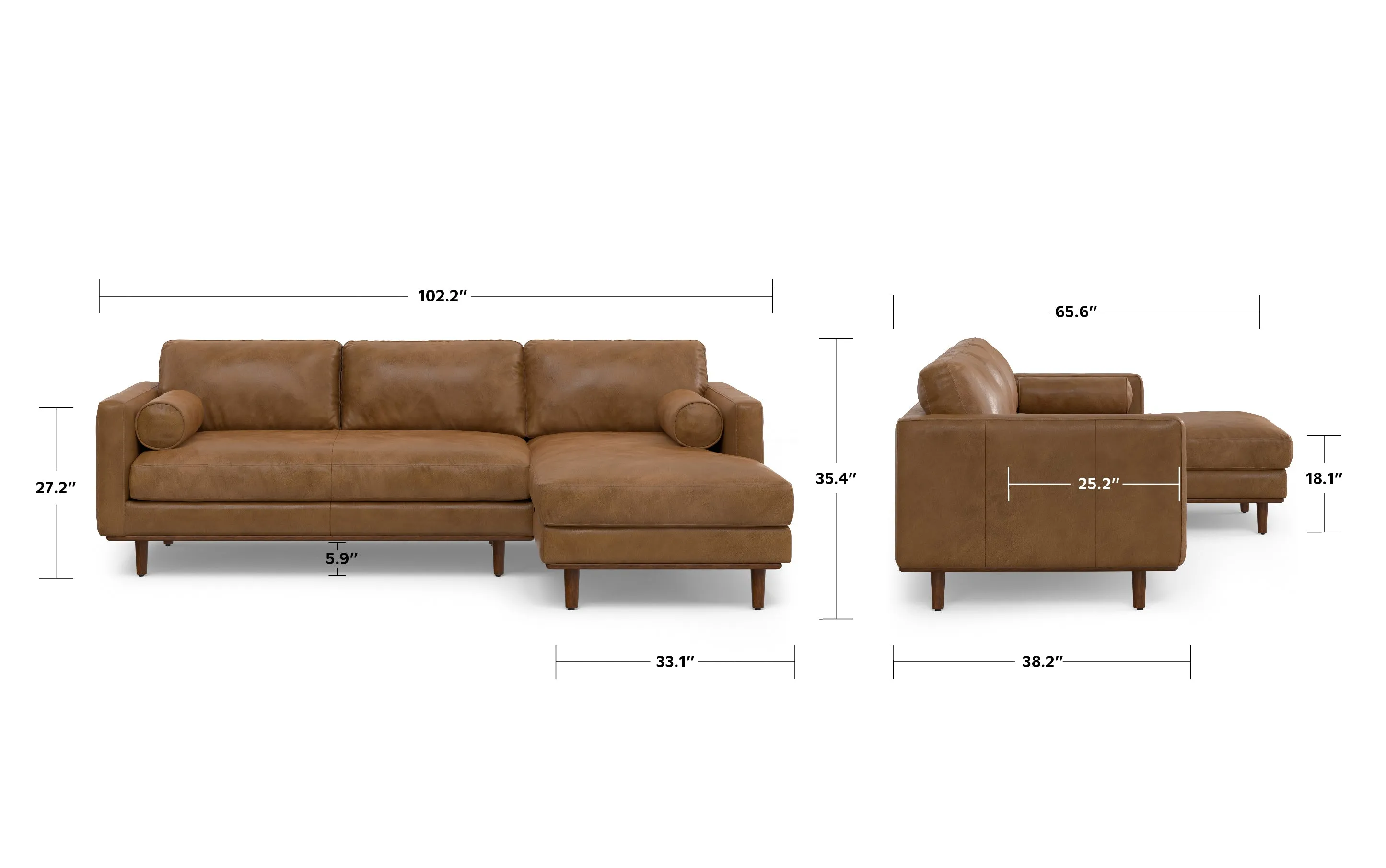 Morrison Sectional in Genuine Leather