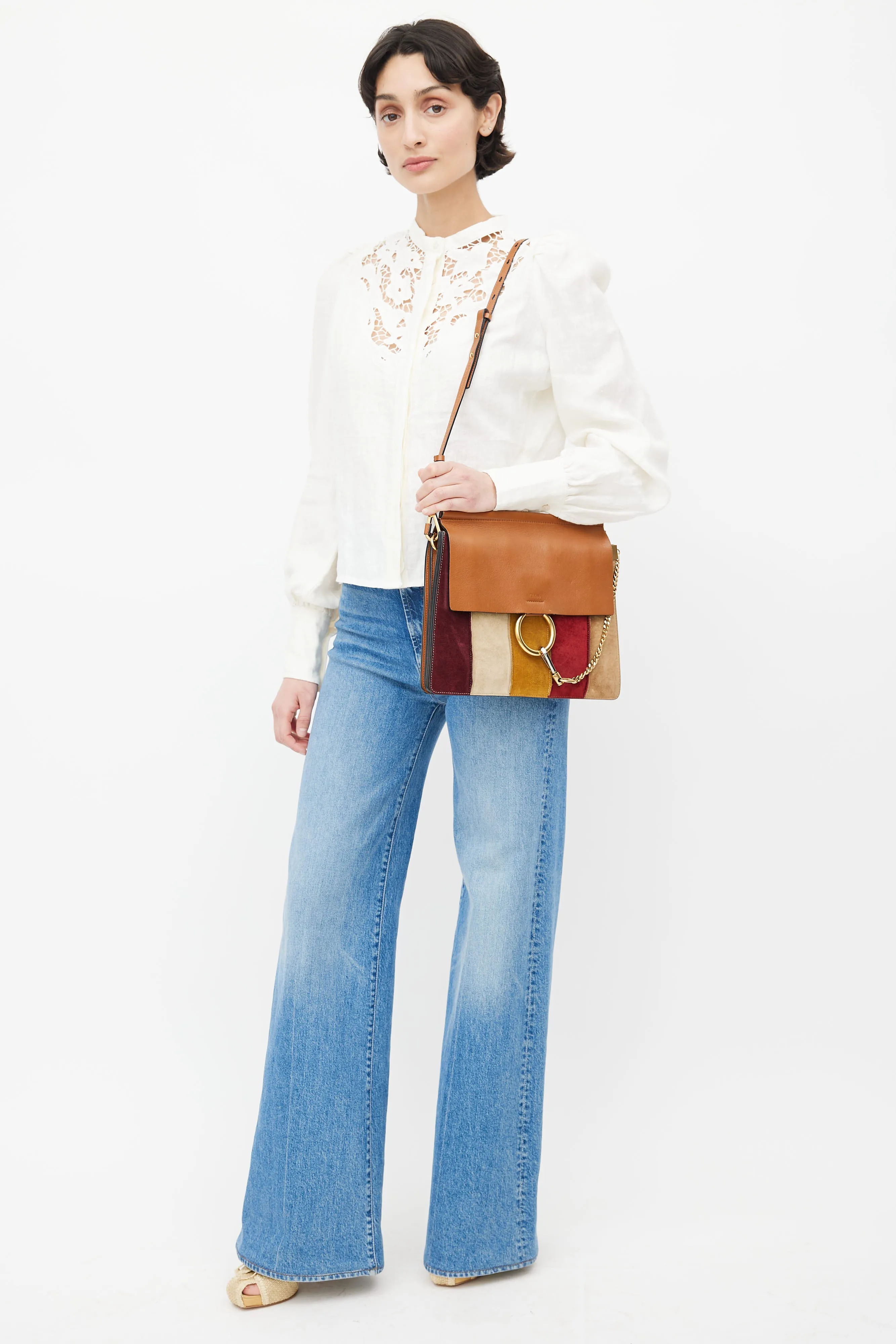 Multicolour Leather & Suede Patchwork Faye Crossbody Bag