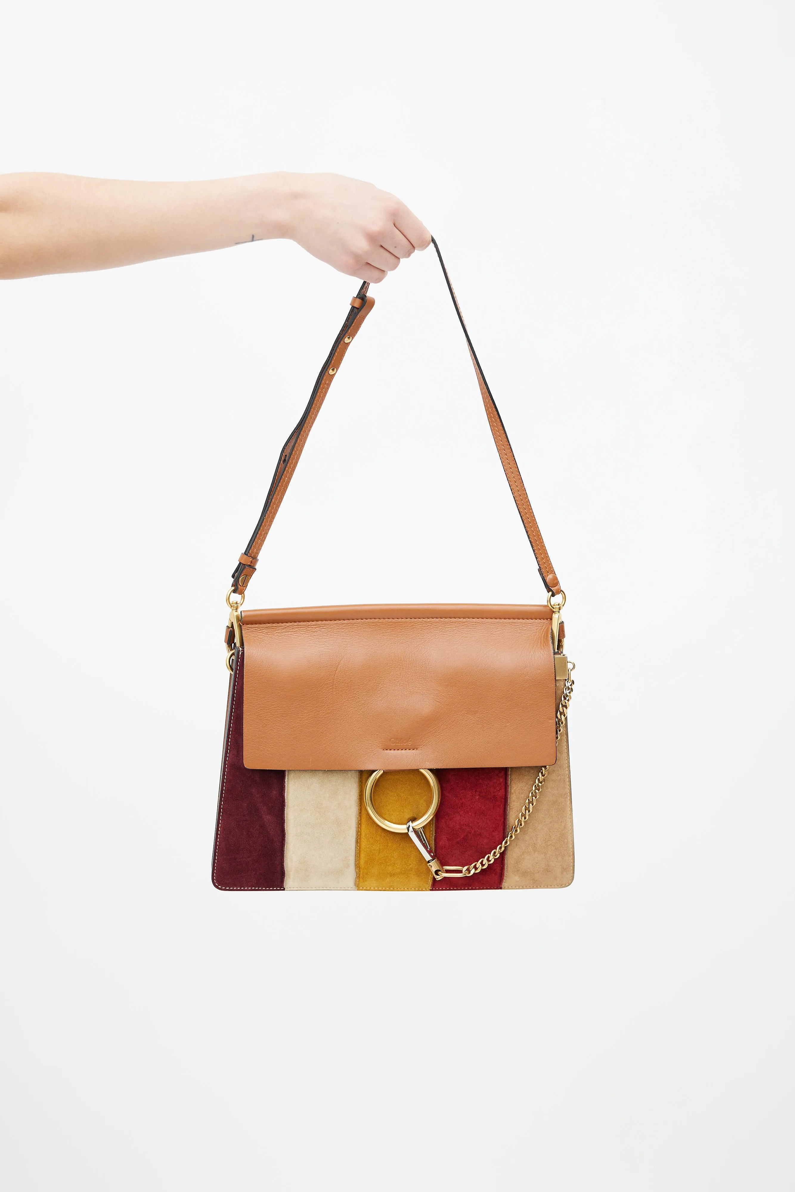 Multicolour Leather & Suede Patchwork Faye Crossbody Bag