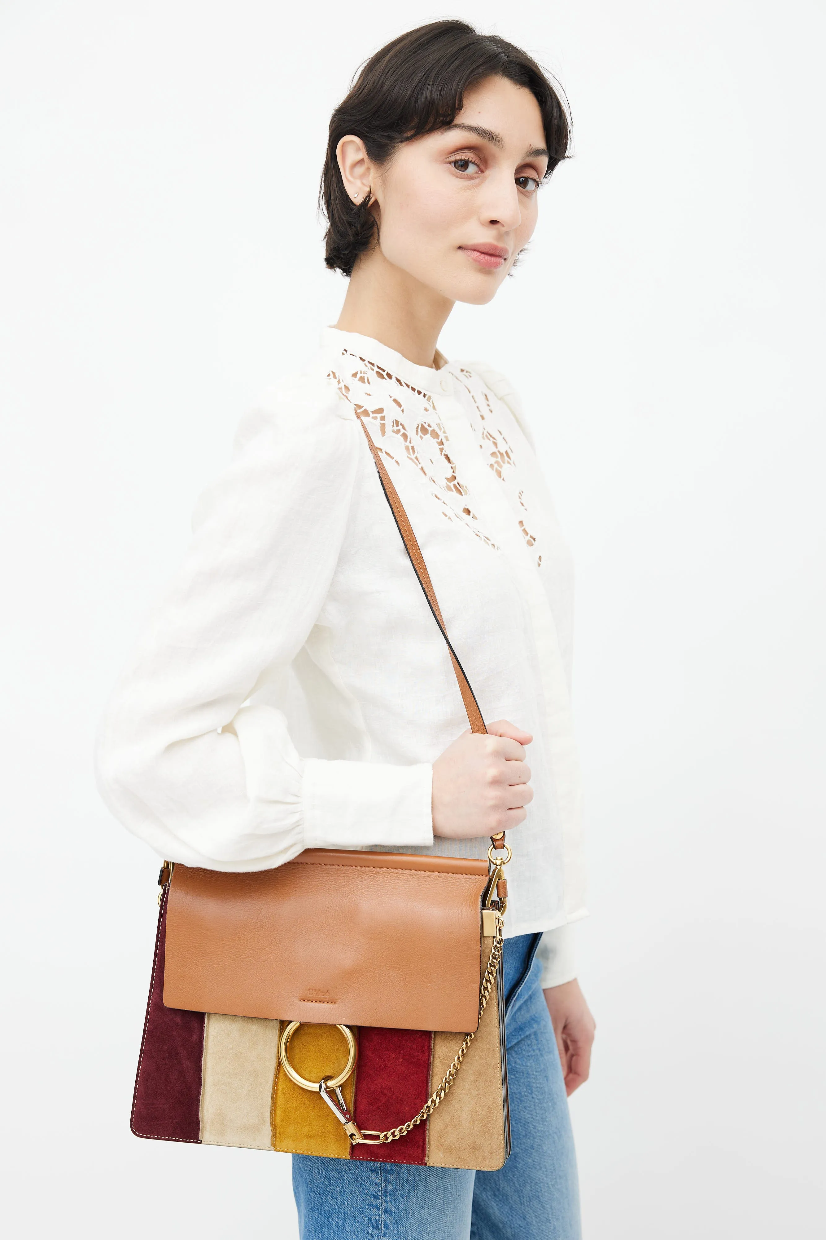 Multicolour Leather & Suede Patchwork Faye Crossbody Bag