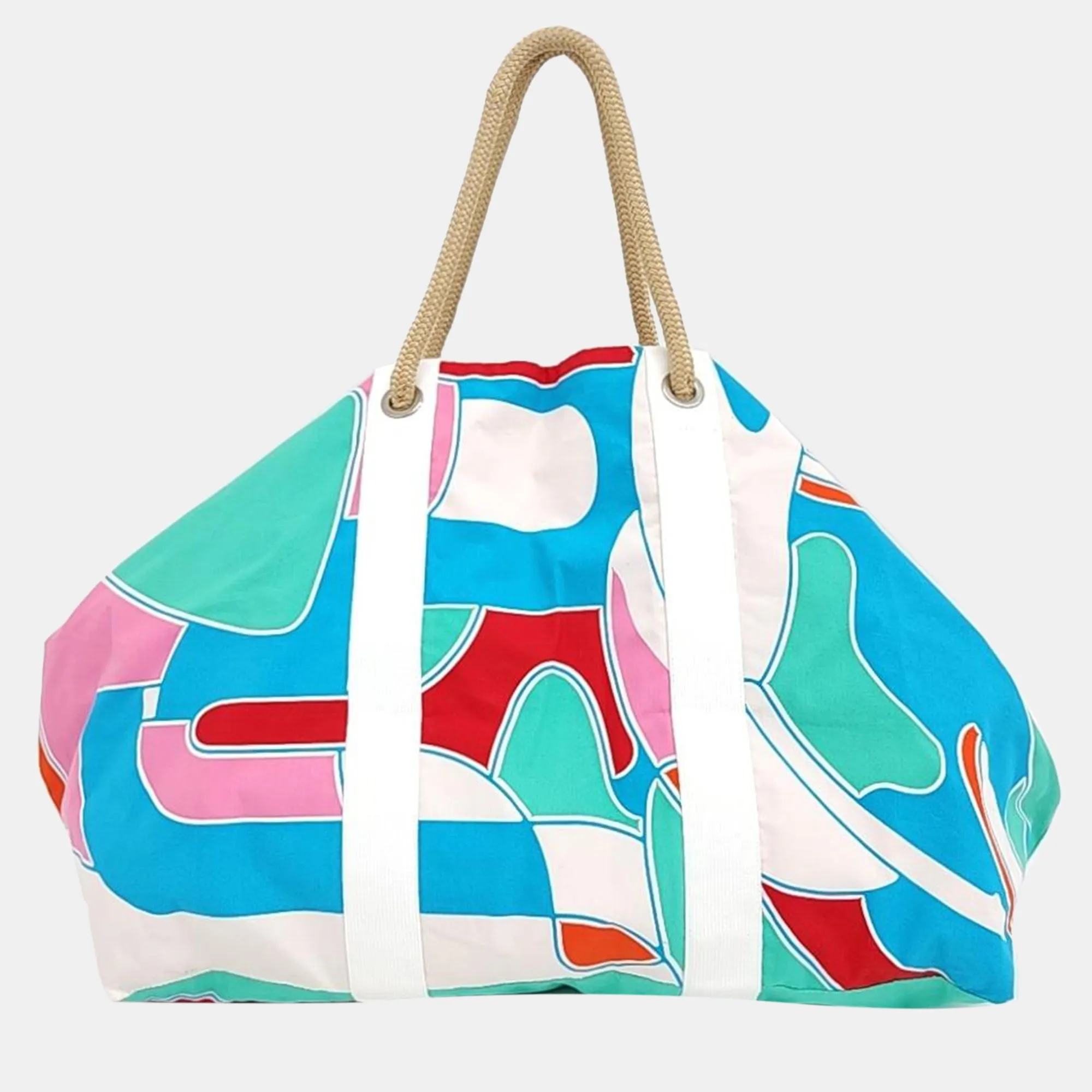 Multicolour Printed Canvas Large Drapeaux Au Vent Bag