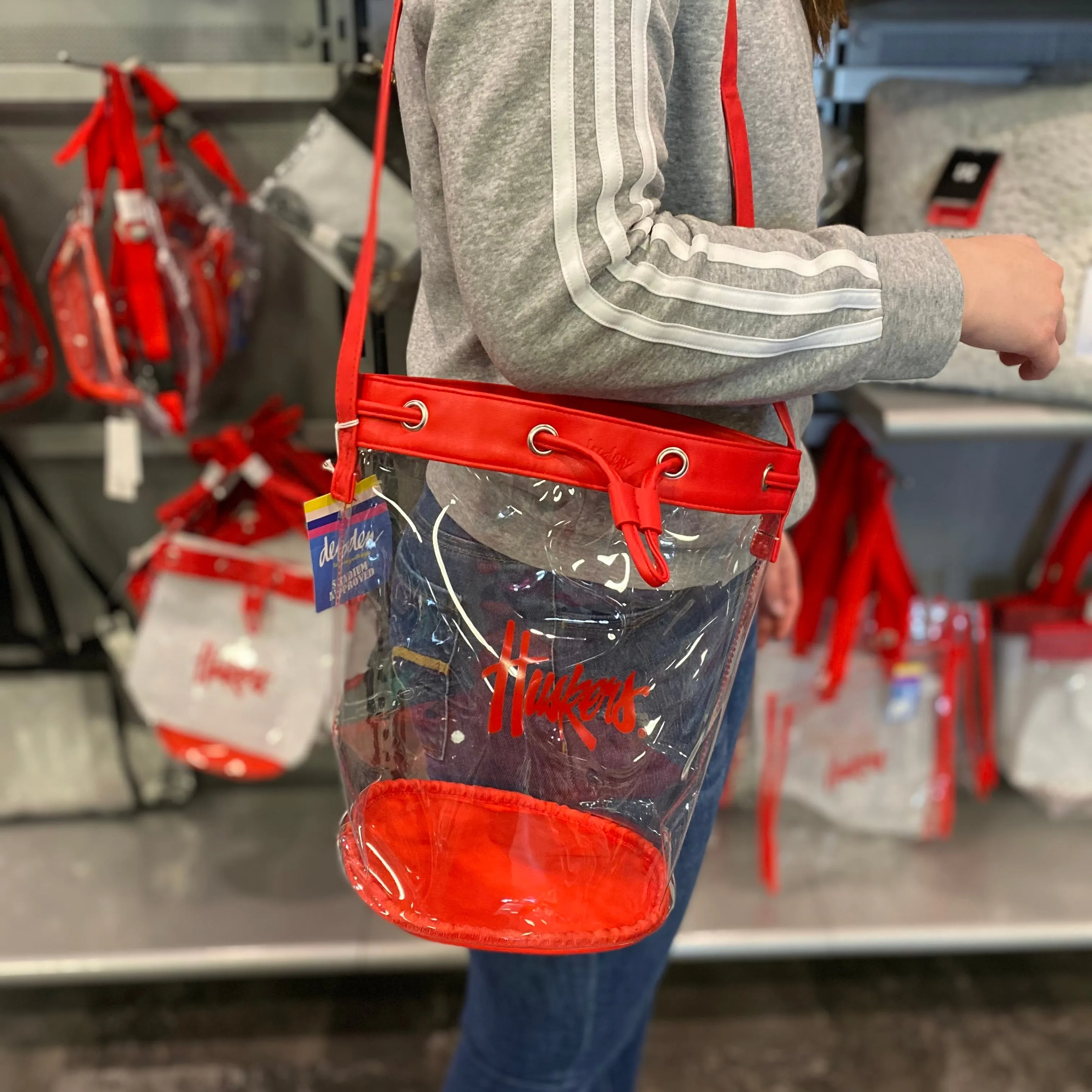 Nebraska Husker Clear Bucket Tote