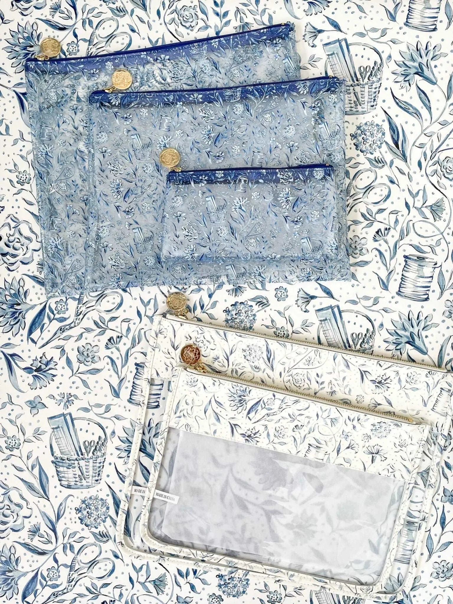 Needlepoint Print Clear Project Bag