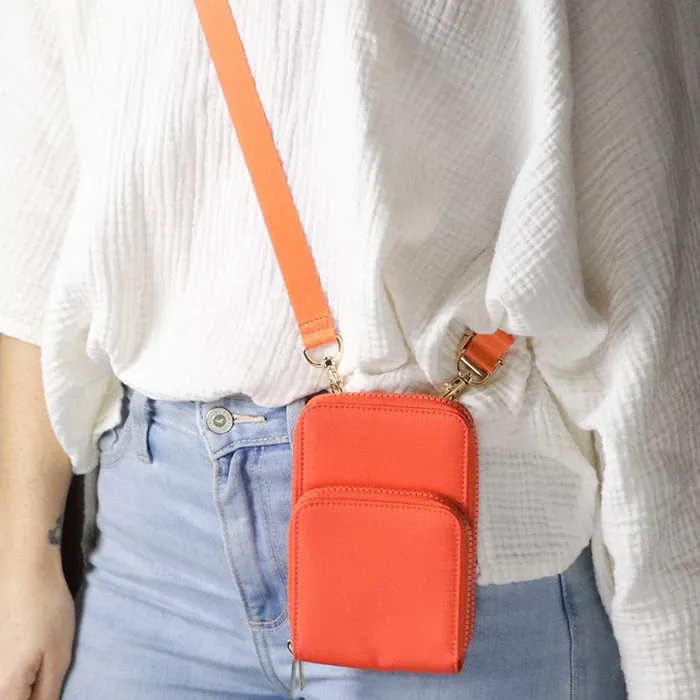 Orange Recycled Nylon Phone Bag