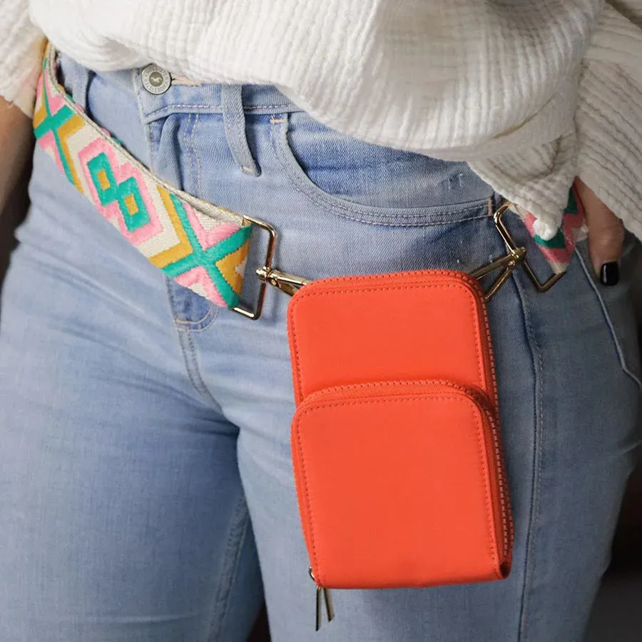 Orange Recycled Nylon Phone Bag