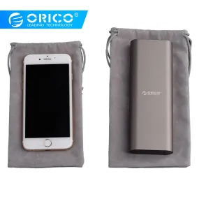 ORICO Phone Storage Velvet Bag Storage for USB Charger/USB Cable/Power Bank/Phone and More Gray Color