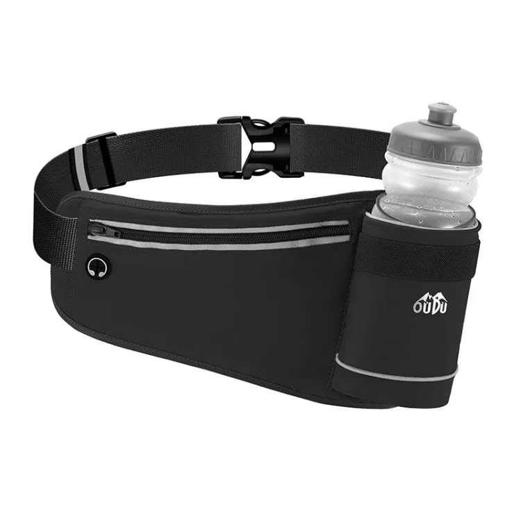 OUDU Outdoor Sports Water Bottle Waist Pack Multifunctional Running And Fitness Gear, Style: Without Bottle(Black)