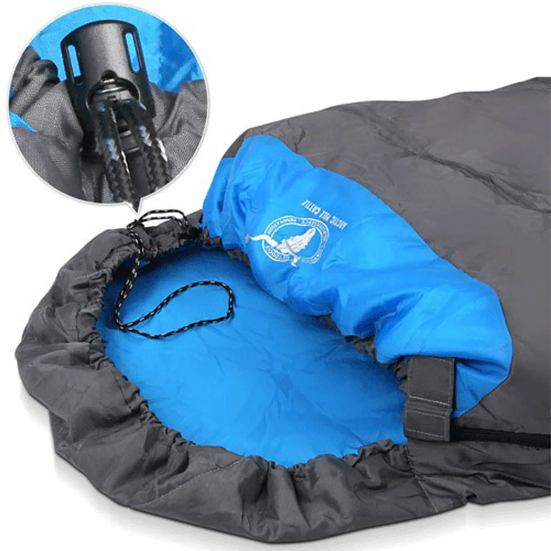 Outdoor Camping Envelope Sleeping Bag Thermal Tent Hiking Winter Single - blue