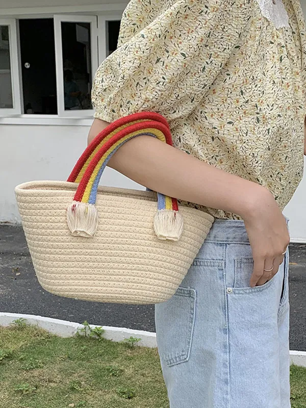 Over The Rainbow Tassel Beach Bag