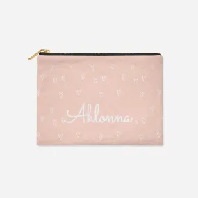 PERSONALIZED ACCESSORY BAG FLAT – SIMPLE HEARTS BLUSH