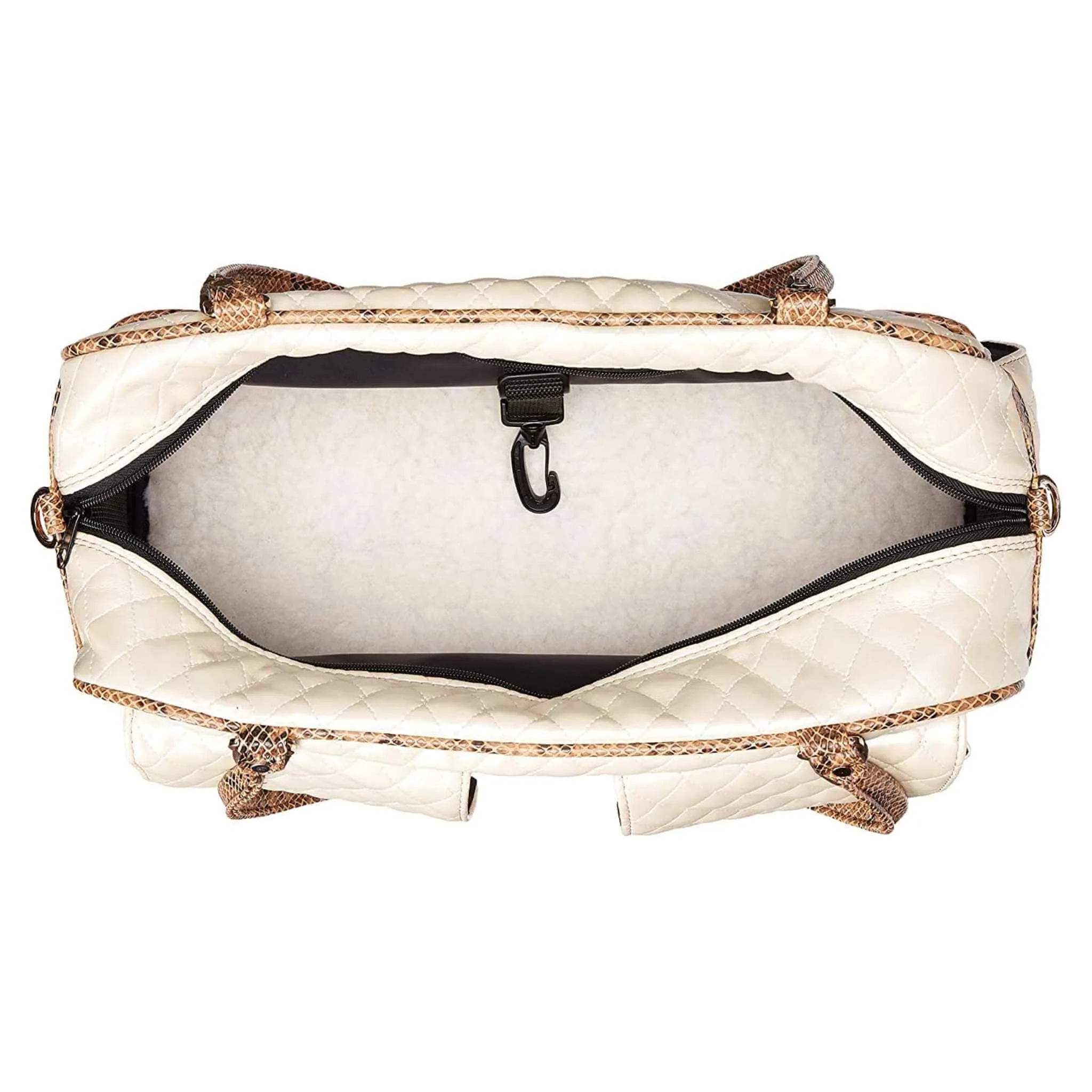 Petote Marlee Designer Dog Purse - Ivory Quilted