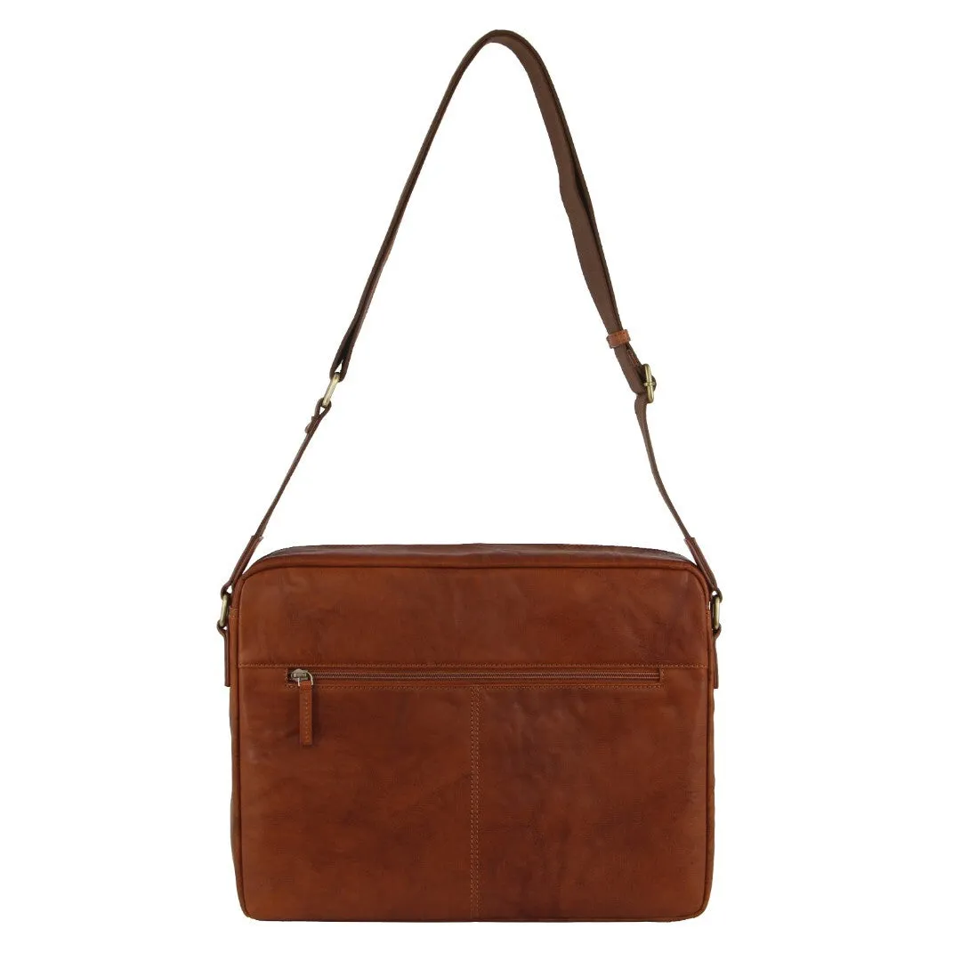 Pierre Cardin Crumpled Leather 15" Laptop Bag (Tan)