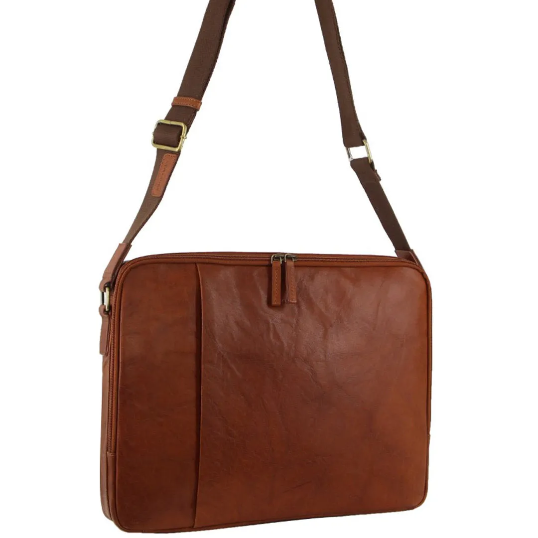 Pierre Cardin Crumpled Leather 15" Laptop Bag (Tan)