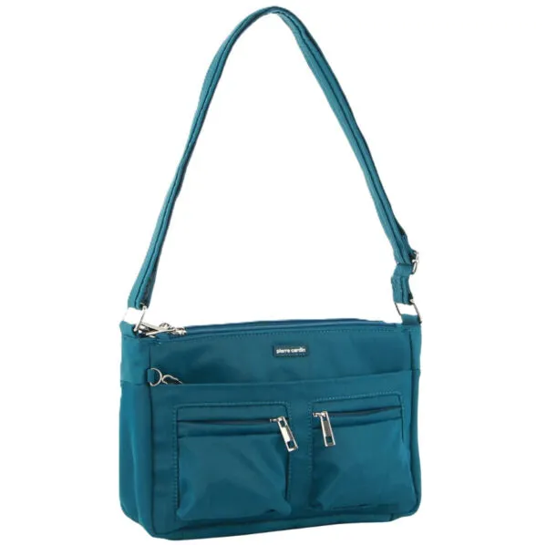 Pierre Cardin Nylon Anti - Theft Cross Body Bag Turquoise - 30x11x20cm