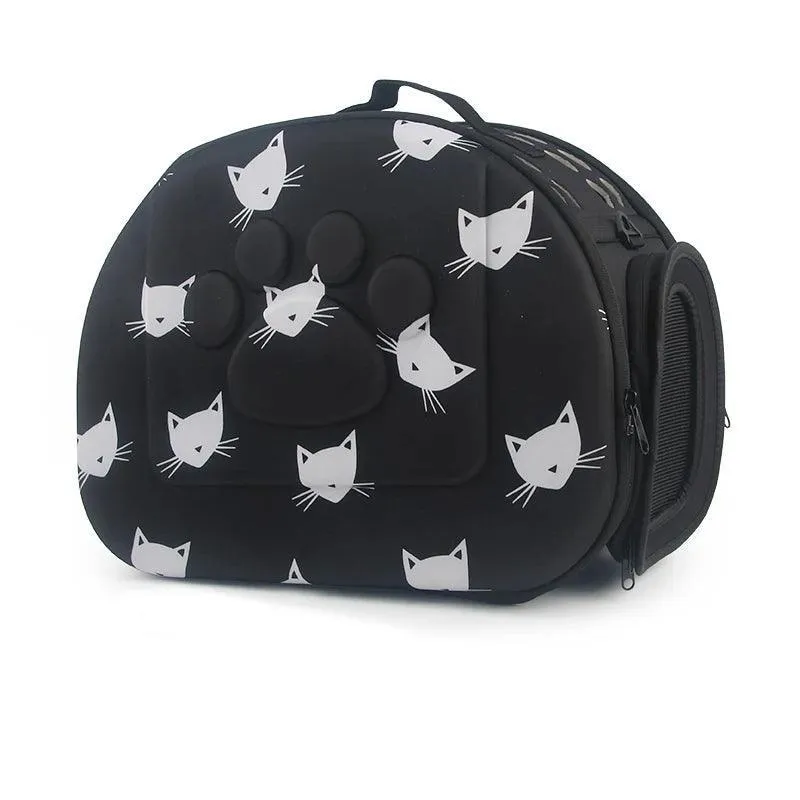 Portable Cat and Dog Travel Bag: Stylish Cat Print Carrier - On-the-Go Comfort