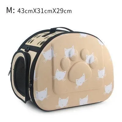 Portable Cat and Dog Travel Bag: Stylish Cat Print Carrier - On-the-Go Comfort