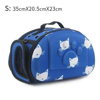 Portable Cat and Dog Travel Bag: Stylish Cat Print Carrier - On-the-Go Comfort