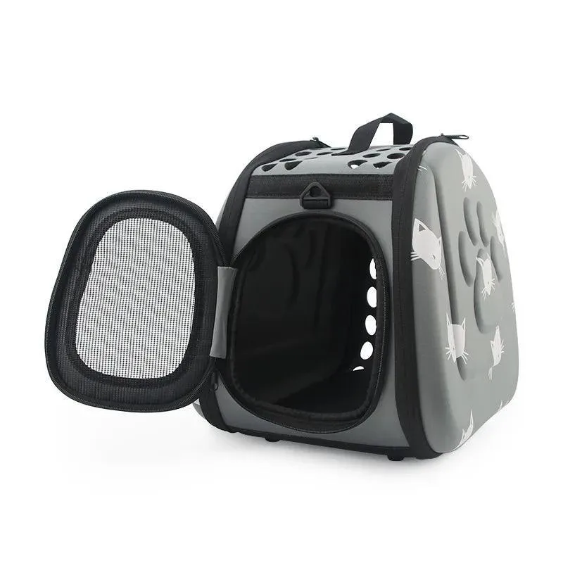 Portable Cat and Dog Travel Bag: Stylish Cat Print Carrier - On-the-Go Comfort