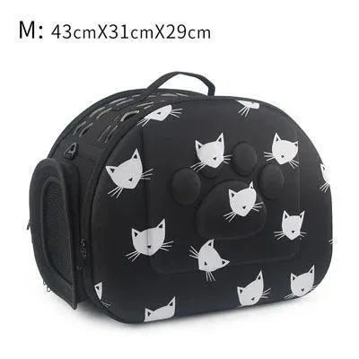 Portable Cat and Dog Travel Bag: Stylish Cat Print Carrier - On-the-Go Comfort