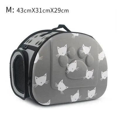 Portable Cat and Dog Travel Bag: Stylish Cat Print Carrier - On-the-Go Comfort