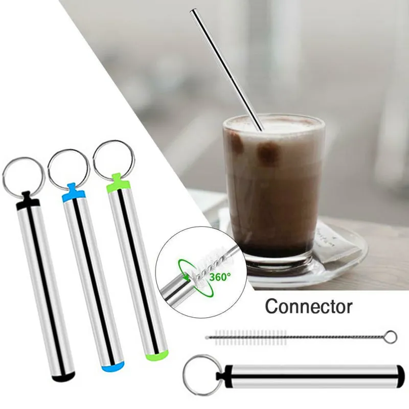 Portable Stainless Steel Eco Friendly Telescopic Traveling Drinking Straw