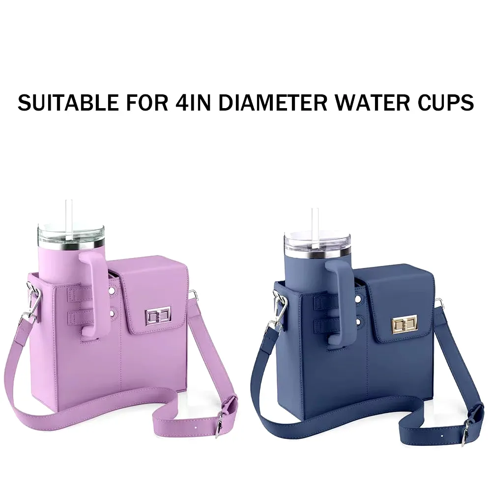 "Portable Crossbody Water Bottle Bag with Adjustable Strap and Extra Storage – Sleek PU Leather"