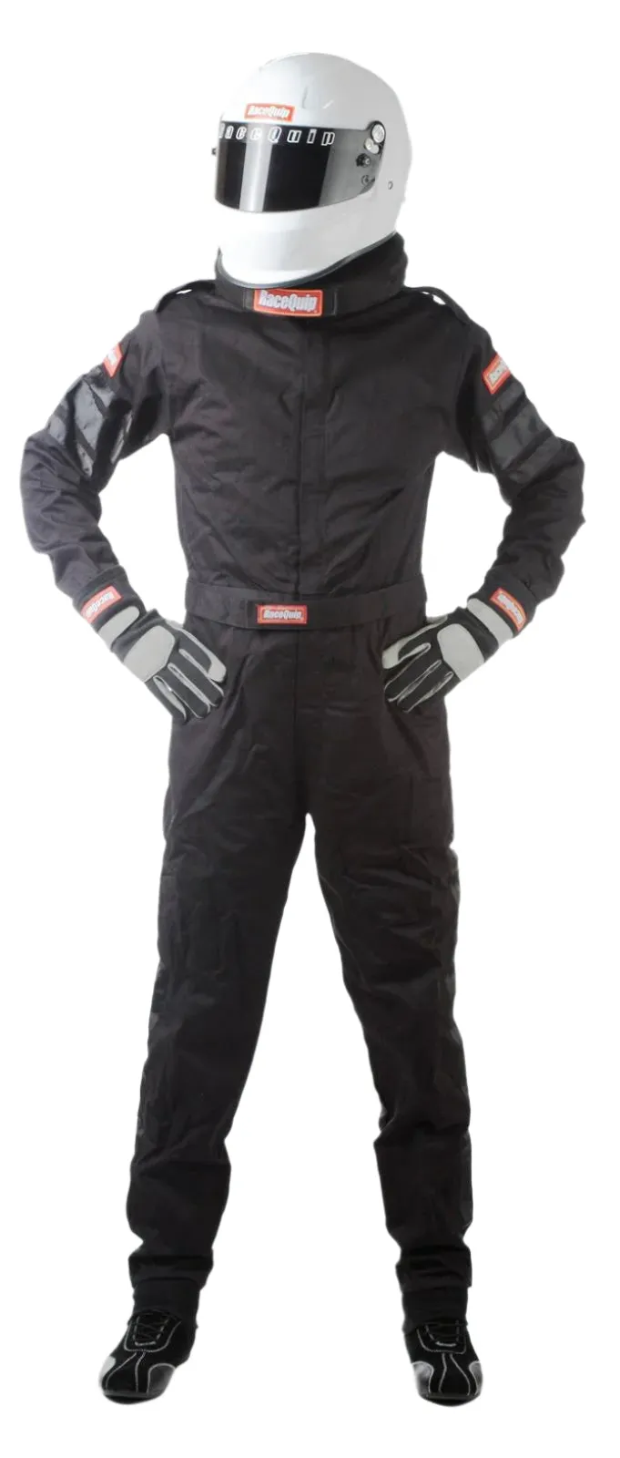 RaceQuip 110 Series Pyrovatex One Piece Single Layer Racing Driver Fire Suit [SFI 3.2A/ 1] - Black/Red/Blue