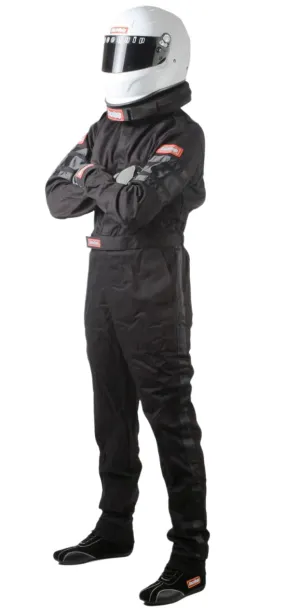 RaceQuip 110 Series Pyrovatex One Piece Single Layer Racing Driver Fire Suit [SFI 3.2A/ 1] - Black/Red/Blue