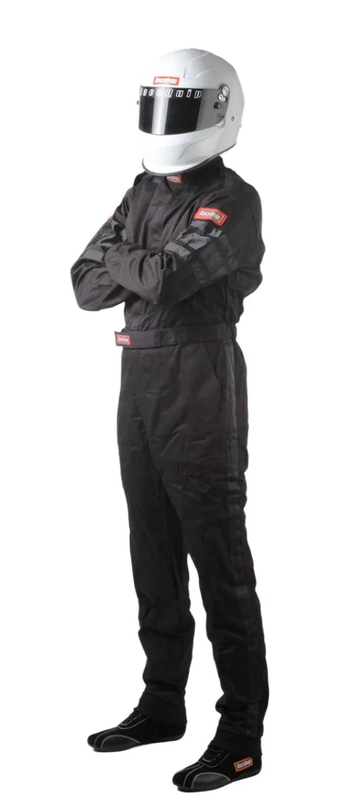 RaceQuip 110 Series Pyrovatex One Piece Single Layer Racing Driver Fire Suit [SFI 3.2A/ 1] - Black/Red/Blue