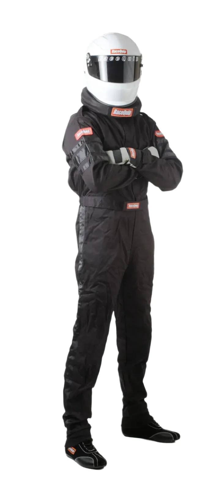 RaceQuip 110 Series Pyrovatex One Piece Single Layer Racing Driver Fire Suit [SFI 3.2A/ 1] - Black/Red/Blue