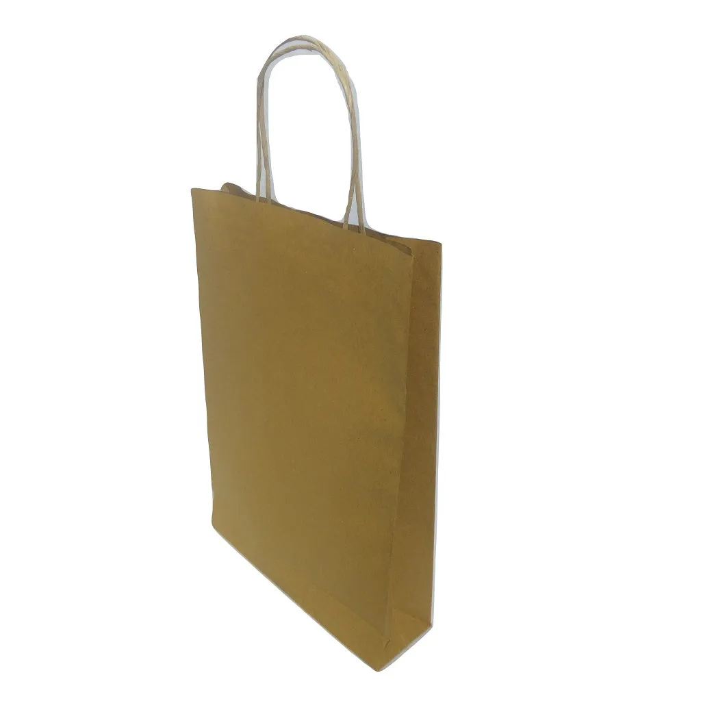 Recycled (Kraft) brown Paper carry bag 9 inches (width) x 13 inches (height) with your branding and logo