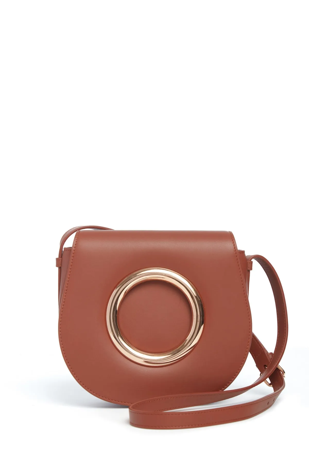 Ring Crossbody Bag in Cognac Leather