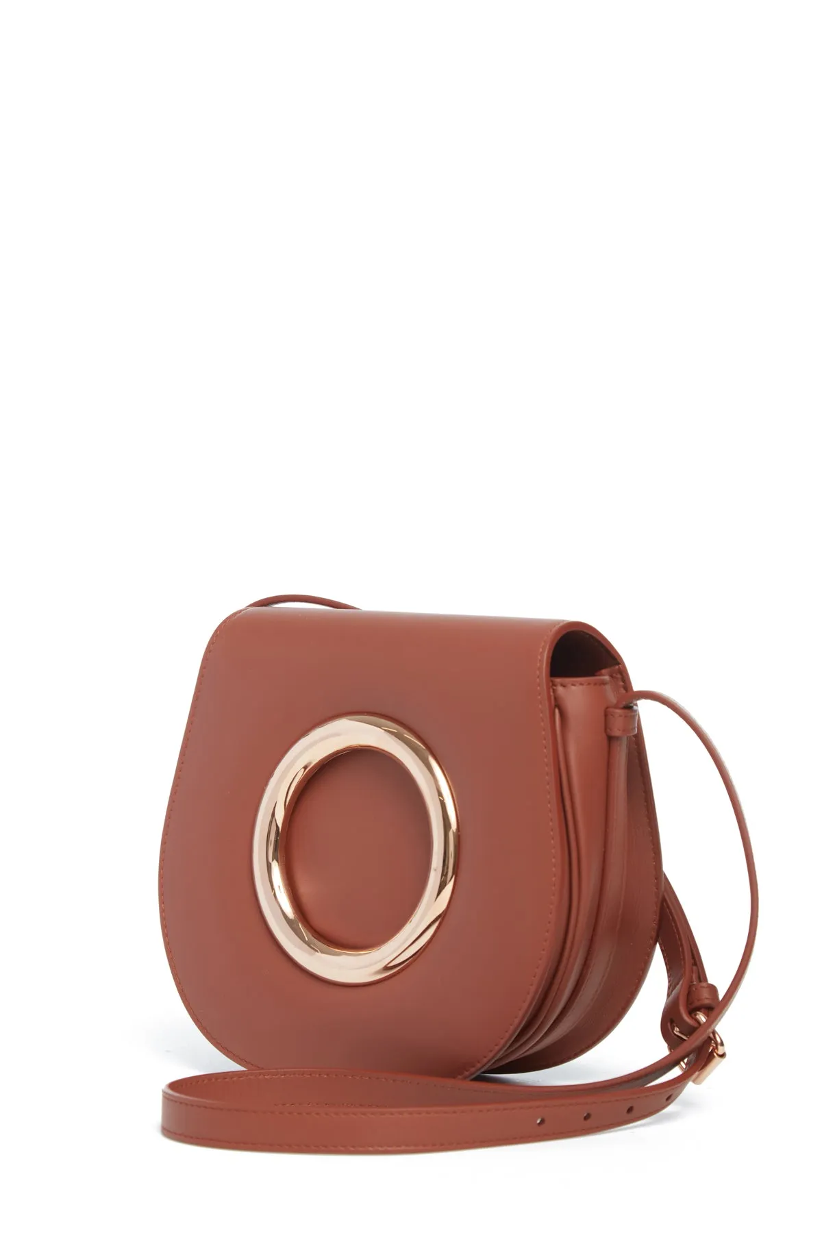 Ring Crossbody Bag in Cognac Leather